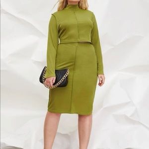 Two-Piece Lime Green Skirt Set W/ Stitch Trim